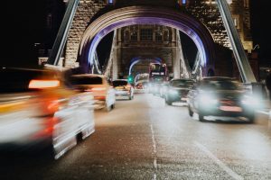 bridge with cross driving across it