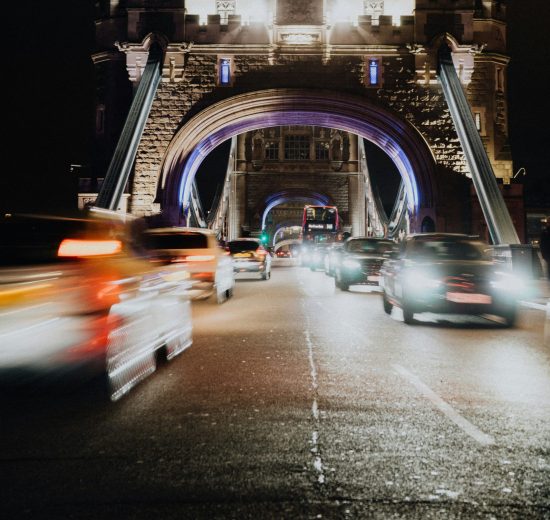 bridge with cross driving across it